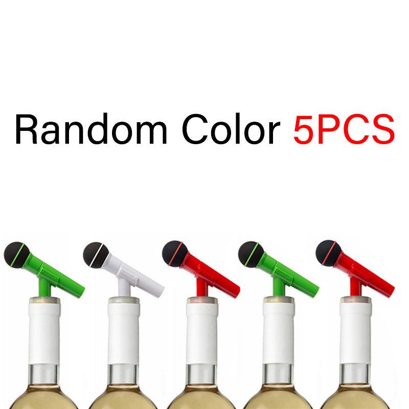 5pcs Microphone Shape Wine Stoppers Silicone Bottle Stoppers