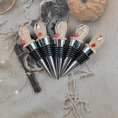 Halloween Series Coffin Wine Stoppers Set, Creative Resin & Wood Fingers Corks
