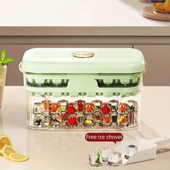 One-Button Ice Cube Maker Box with Lid & Bin