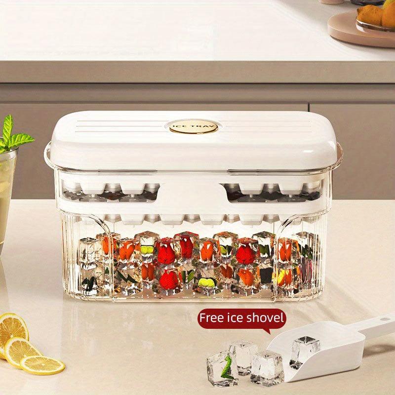 One-Button Ice Cube Maker Box with Lid & Bin