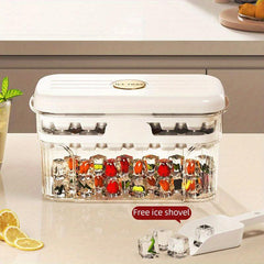 One-Button Ice Cube Maker Box with Lid & Bin