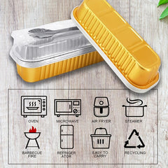 50pcs Disposable Baking Tin Foil Pan With Lid for Mini Brownies Muffins