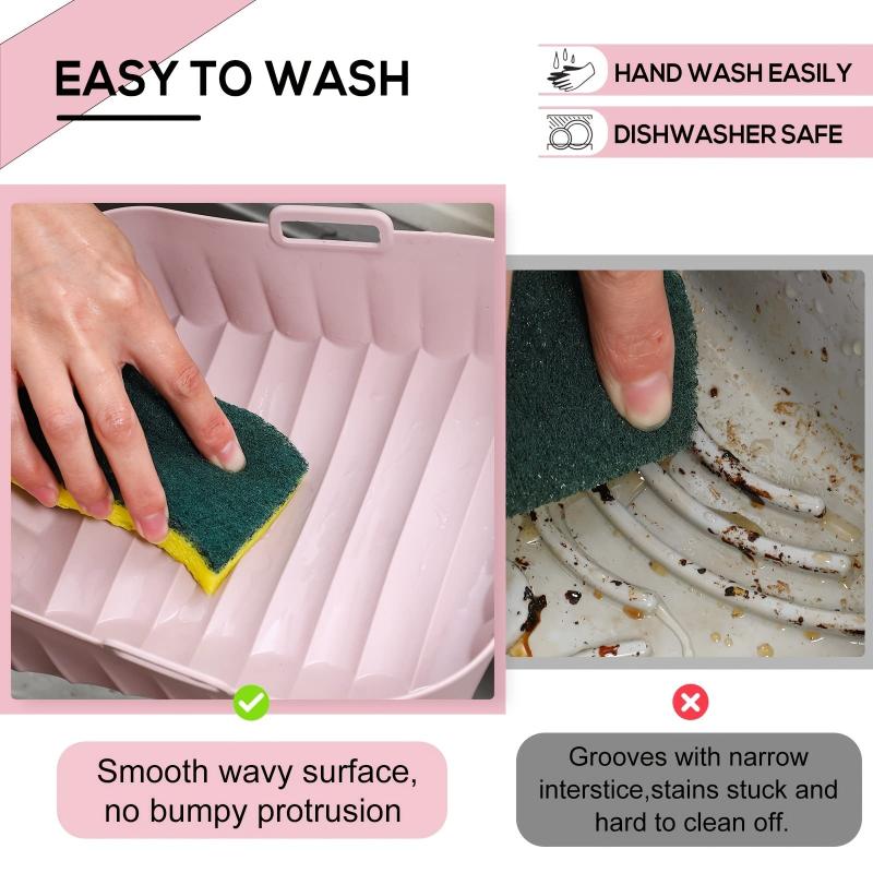 1pc Reusable Silicone Air Fryer Square Liners 4 8QT Easy Cleaning Heat Resistant