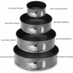 4pcs Springform Cake Pans Loose Bottom Baking Cake Molds