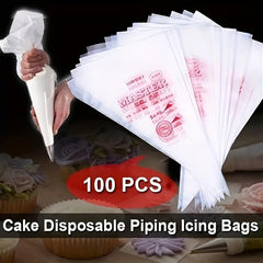 100pcs Cake Decorating Kit Disposable Piping Icing Bags & Plastic Piping Bags