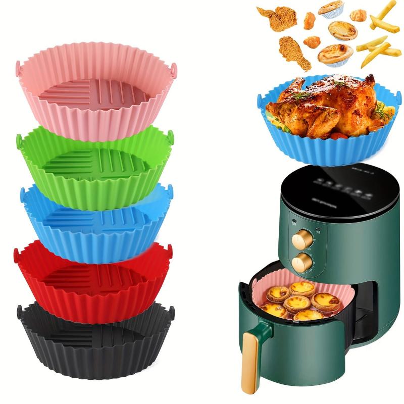 5pcs Silicone Air Fryer Liners, BPA Free Reusable Baking Tray