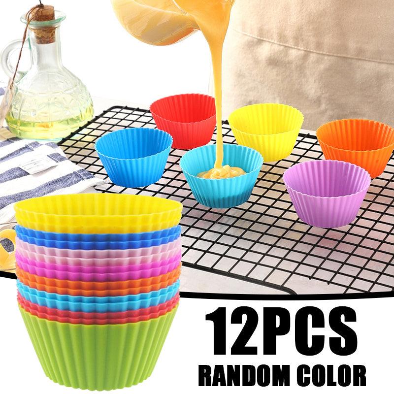 12pcs Reusable Silicone Muffin and Cupcake Cups Baking Tools