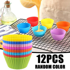 12pcs Reusable Silicone Muffin and Cupcake Cups Baking Tools
