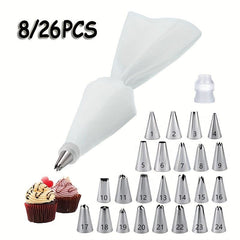 26pcs Cake Decorating Tool Kit with Reusable Pipping Bag & Coupler