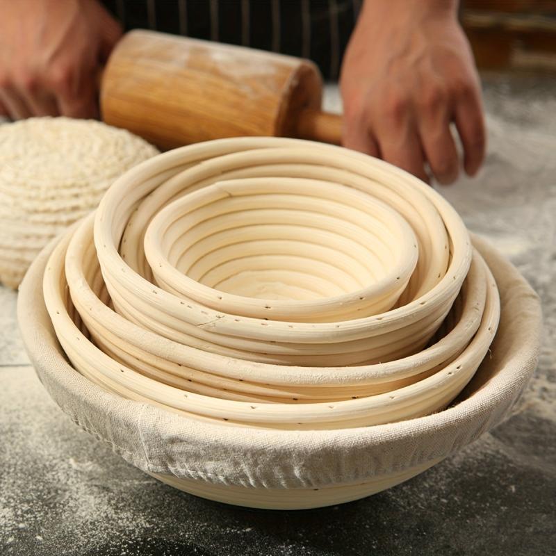 1pc Oval Cane Bread Proofing Basket Set with Bread Lame Linen Liner