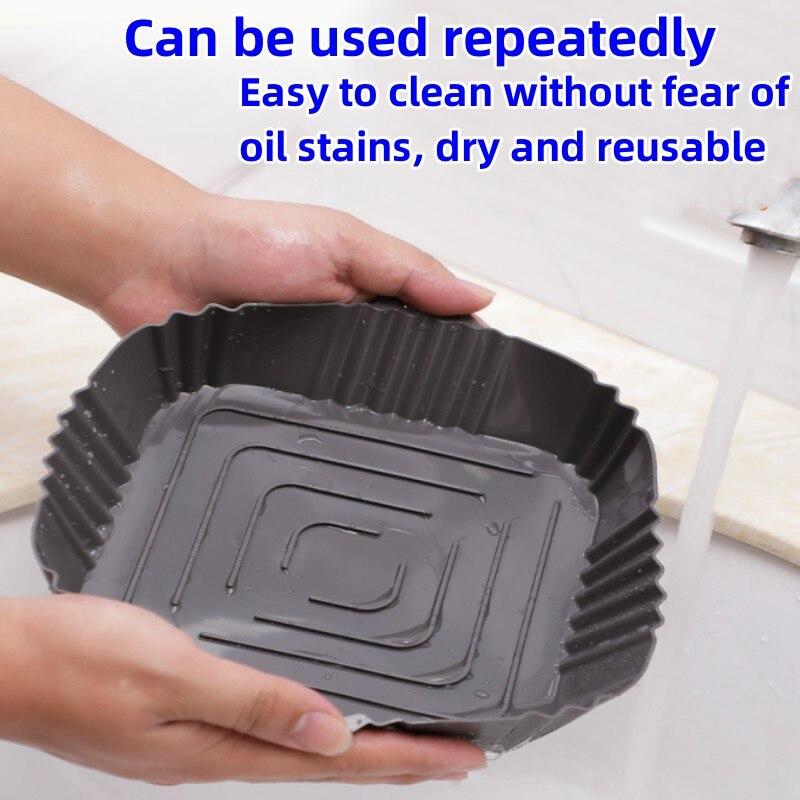 1pc Silicone Air Fryer Liner Square Basket Pot Silicone Basket