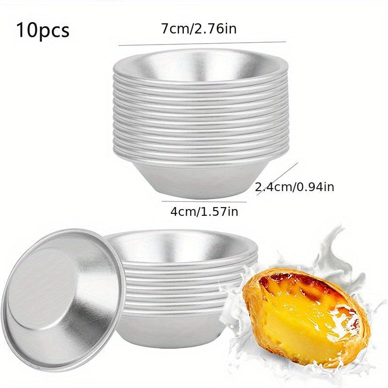 10pcs Reusable Egg Tart Molds Aluminum Cups Mini Tart Moulds Baking Tools