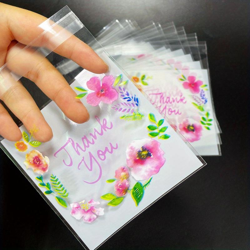 100pcs Self Adhesive Flower Goodie Bags Clear Cellophane Treat Bags