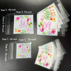 100pcs Self Adhesive Flower Goodie Bags Clear Cellophane Treat Bags
