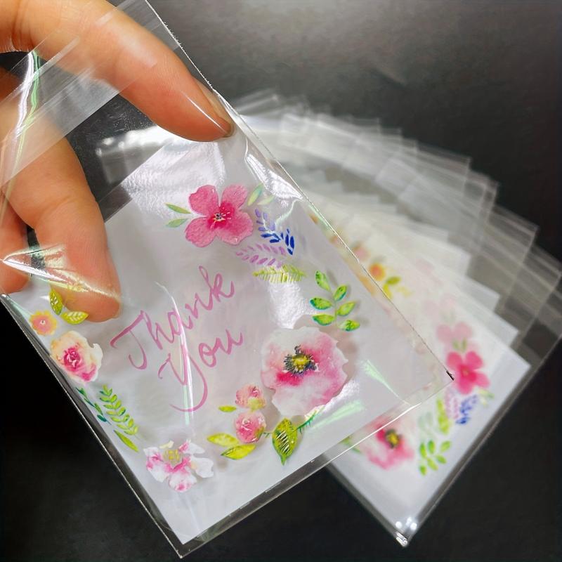 100pcs Self Adhesive Flower Goodie Bags Clear Cellophane Treat Bags