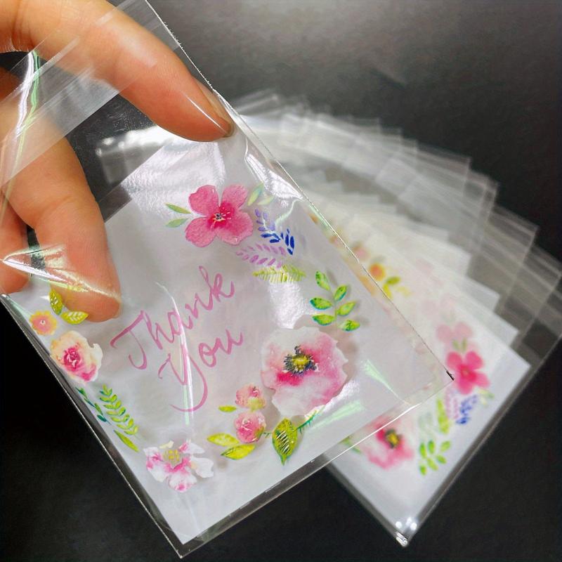 100pcs Self Adhesive Flower Goodie Bags Clear Cellophane Treat Bags