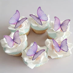 48 Edible Wafer Paper Butterflies Set Purple Cake Decorations Cupcake Topper