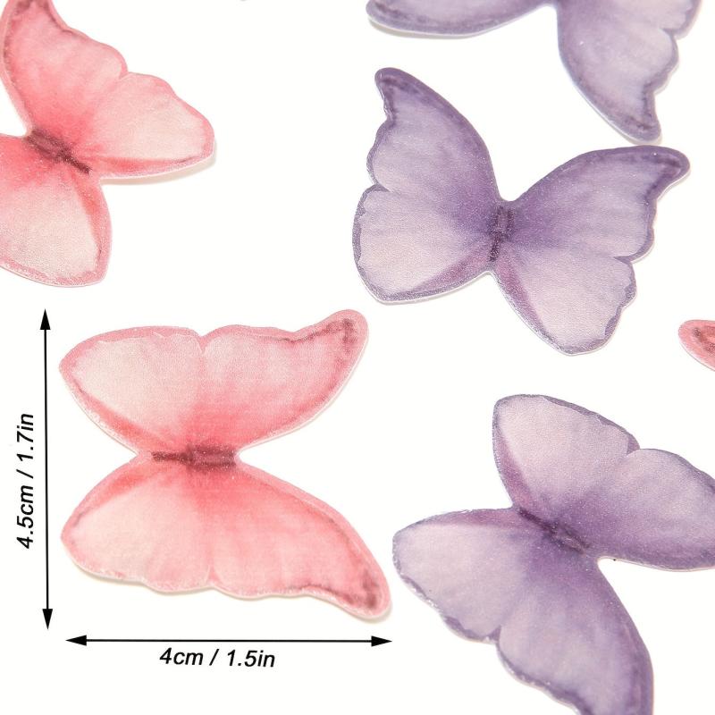 48 Edible Wafer Paper Butterflies Set Purple Cake Decorations Cupcake Topper
