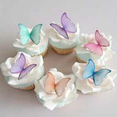48 Edible Wafer Paper Butterflies Set Purple Cake Decorations Cupcake Topper