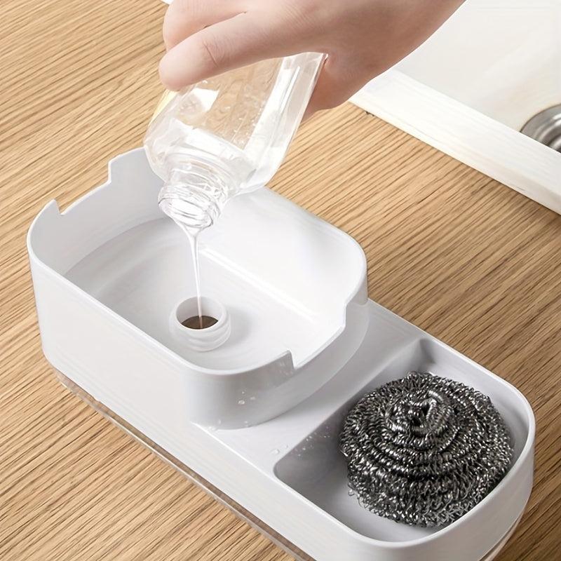 Upgraded Kitchen Soap Dispenser Box Manual Press Type Cleaning Sponge Storage