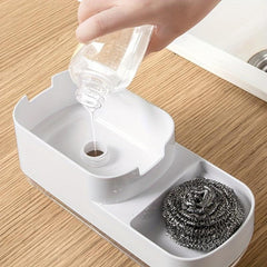 Upgraded Kitchen Soap Dispenser Box Manual Press Type Cleaning Sponge Storage