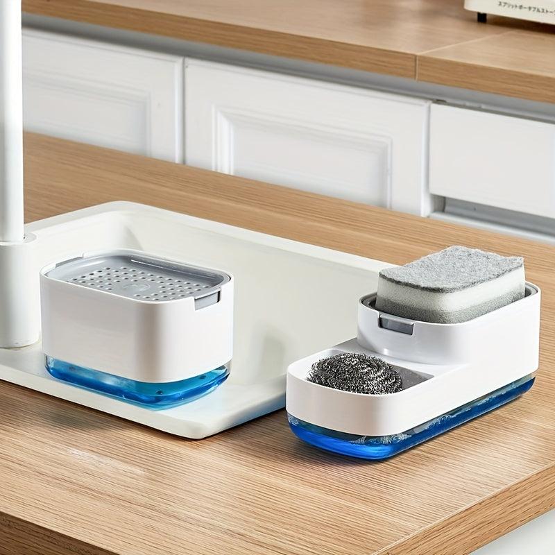 Upgraded Kitchen Soap Dispenser Box Manual Press Type Cleaning Sponge Storage