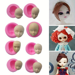 8pcs 3D Silicone Human Face Chocolate Mold for DIY Cake Decorating and Baking
