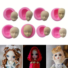 8pcs 3D Silicone Human Face Chocolate Mold for DIY Cake Decorating and Baking