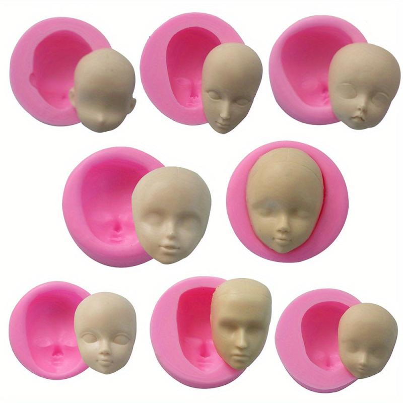 8pcs 3D Silicone Human Face Chocolate Mold for DIY Cake Decorating and Baking