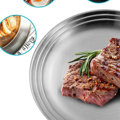 Stainless Steel Dinner Plate Round Tray Platter for BBQ Cake Salad