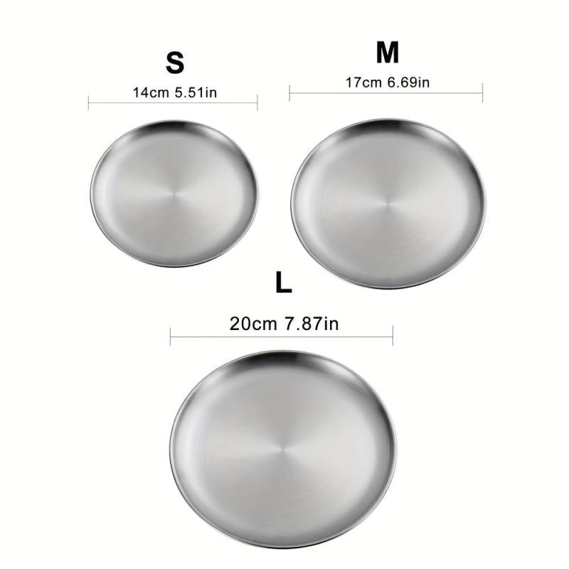 Stainless Steel Dinner Plate Round Tray Platter for BBQ Cake Salad
