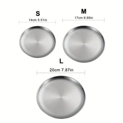 Stainless Steel Dinner Plate Round Tray Platter for BBQ Cake Salad