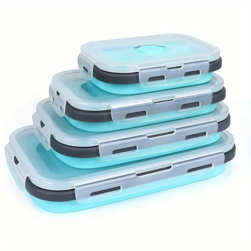 4pcs Collapsible Lunch Boxes With Lid Silicone Bento Box Set