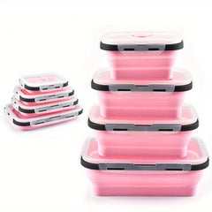 4pcs Collapsible Lunch Boxes With Lid Silicone Bento Box Set