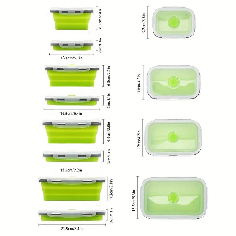 4pcs Collapsible Lunch Boxes With Lid Silicone Bento Box Set