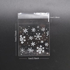 100pcs Snowflake Christmas Plastic Candy Cookie Dessert Packaging Bag