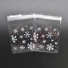 100pcs Snowflake Christmas Plastic Candy Cookie Dessert Packaging Bag