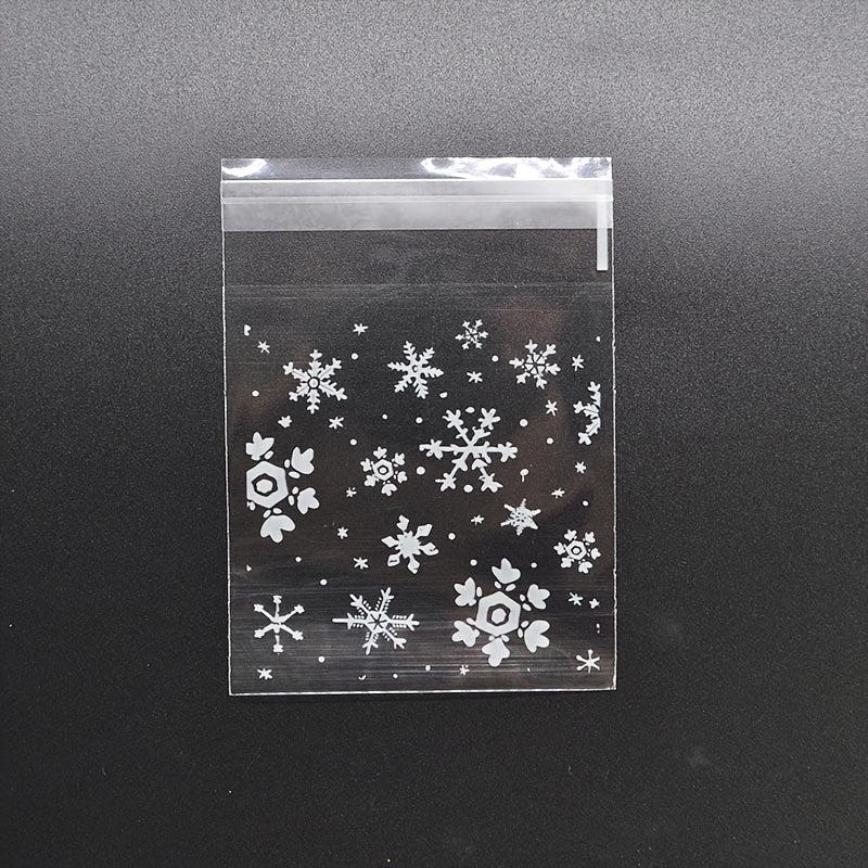 100pcs Snowflake Christmas Plastic Candy Cookie Dessert Packaging Bag