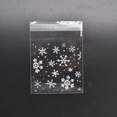 100pcs Snowflake Christmas Plastic Candy Cookie Dessert Packaging Bag