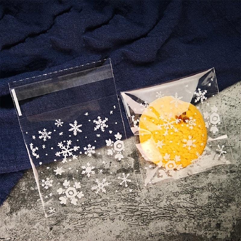 100pcs Snowflake Christmas Plastic Candy Cookie Dessert Packaging Bag