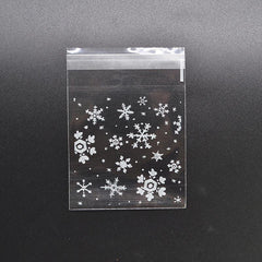 100pcs Snowflake Christmas Plastic Candy Cookie Dessert Packaging Bag