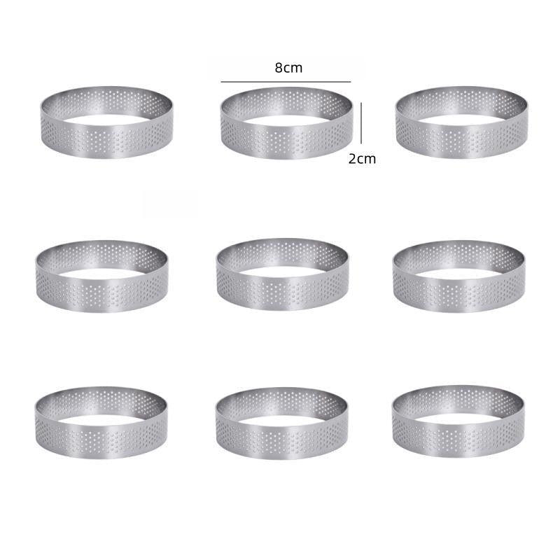 9pcs Stainless Steel Mousse & Tart Rings Baking Kit
