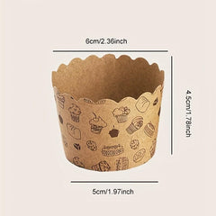 50pcs Disposable Muffin Cups Brown Cupcake Cups Hard Paper Cupcake Liners