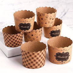 50pcs Disposable Muffin Cups Brown Cupcake Cups Hard Paper Cupcake Liners