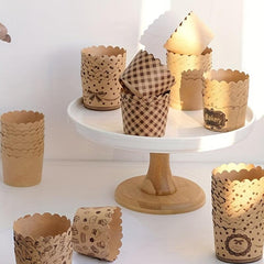 50pcs Disposable Muffin Cups Brown Cupcake Cups Hard Paper Cupcake Liners