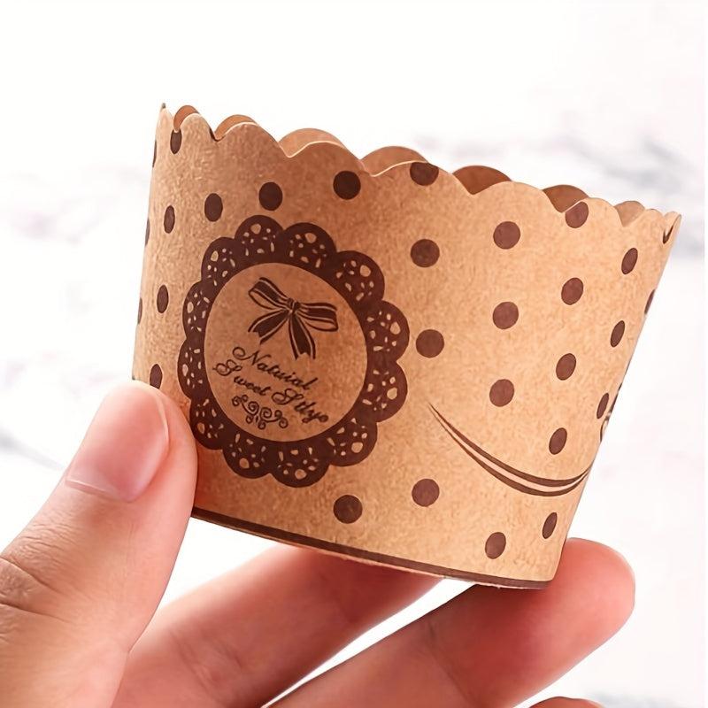 50pcs Disposable Muffin Cups Brown Cupcake Cups Hard Paper Cupcake Liners