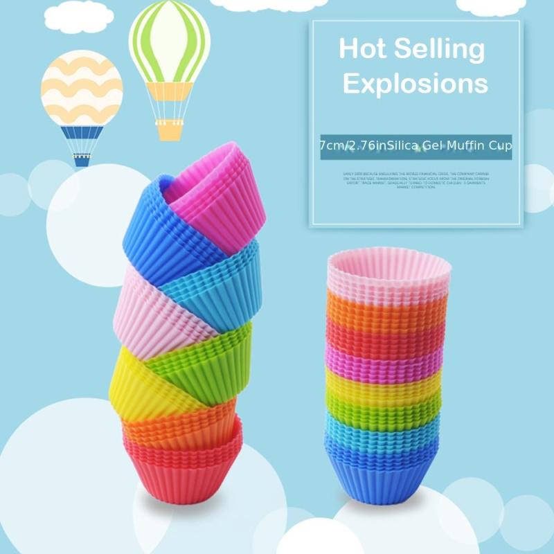 20pcs Silicone Muffin Cups Reusable Cake Molds Round Muffin Cupcake Baking Molds