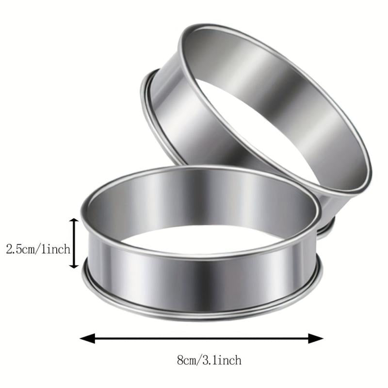 6pcs Stainless Steel Tart Rings Mini Pie Molds Cake Rings Baking Tools