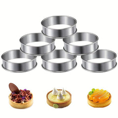 6pcs Stainless Steel Tart Rings Mini Pie Molds Cake Rings Baking Tools