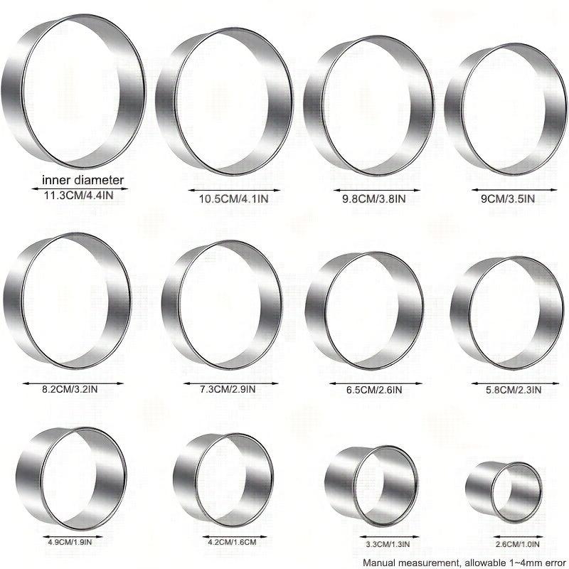 12pcs Stainless Steel Cake Mold Rings Set - Baking Tools Kitchen Gadgets